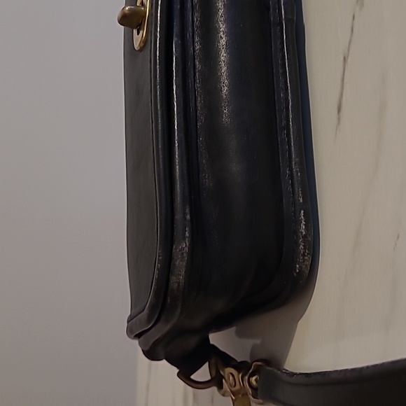 Vintage Coach Penny Pocket Bag Purse #9755 Black Leather Brass Hardware Y2K - Picture 6 of 16